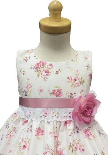 Vista 3 de Lito - Vestido de Pascua para niñas, vestido de Pascua con estampado floral de algodón, vestido de primavera de algodón