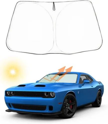 Vista 9 de Parasol para parabrisas personalizado para Dodge Challenger 2015-2023 Coupé, SRT Hellcat, Redeye, GT, RT, TA Coupe, cuerpo ancho, SXT, RT Scat Pack