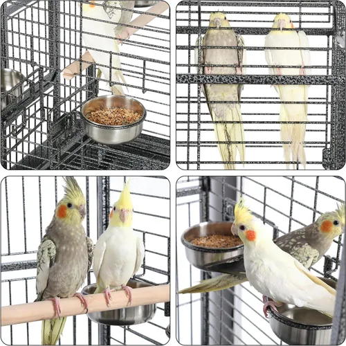 Vista 7 de Yaheetech Jaula para pájaros extra grande de 63 pulgadas con tapa de juego abierta para loros grises africanos/loro amazónico/caiques/guacamayo