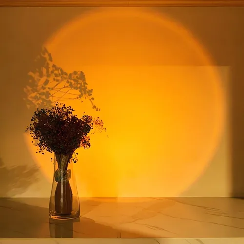 Vista 2 de Luz de puesta de sol, lámpara de puesta de sol visual romántica, luz de proyector, funciona con pilas, 2 niveles de brillo y luces LED Sun