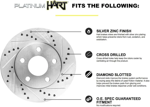 Vista 3 de Hart Brakes Kit de frenos y rotores delanteros Pastillas de freno delanteras Rotores y pastillas de freno Pastillas de freno y rotores