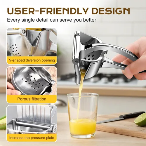 Vista 2 de Exprimidor de jugo de mano de aluminio, exprimidor manual de aluminio, 2026 nuevo exprimidor manual resistente para limón, naranja, lima, extractor
