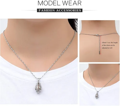 Vista 4 de Imrsanl - Joyería para llevar Cenizas - Collar con dije de flor de loto con mini urna de recuerdo para cenizas