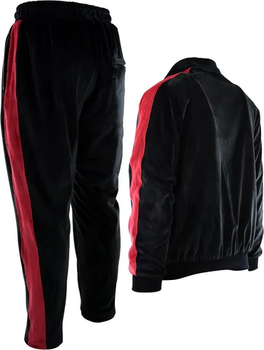 Vista 4 de Conjunto de terciopelo para hombre con bolsillos con cremallera y forro de terciopelo