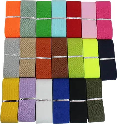 Vista 25 de Banda elástica de punto negro de 1-1/2 pulgadas, 10 yardas, 1.496 in, tejido de sarga de doble cara, correas elásticas pesadas, banda elástica