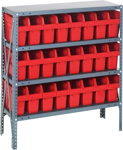 Vista 89 de Quantum QSBU-245BK Heavy Duty Shelving Unit with (7) Shelves and (24) QUS245 Black Bins for Garage Warehouse Storage Distribution 400 lb Load
