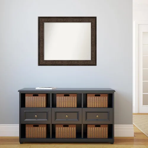 Vista 310 de Amanti Art Espejo de pared personalizado no biselado (25 x 25 pulgadas), marco de bronce acentuado, varios tamaños personalizados, espejo de baño