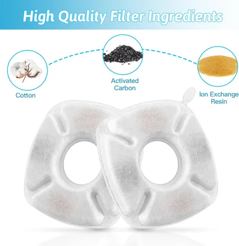 Vista 5 de 8 piezas de filtros de repuesto para fuente de gato, 4 paquetes de filtros de repuesto para fuente de agua para gatos con 4 paquetes de esponjas