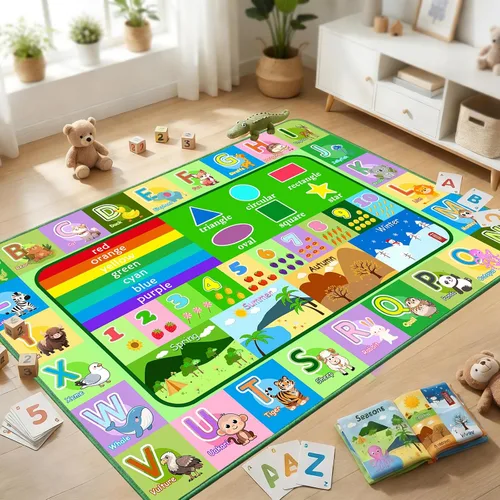Vista 18 de Alfombra infantil para sala de juegos, dormitorio, 2.5 x 4 pies, alfombra educativa ABC para aula, guardería, alfombra antideslizante de aprendizaje
