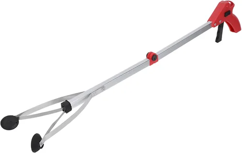 Vista 10 de Omabeta Recogedor de basura, herramienta plegable para agarrador de basura largo y práctico, ventosas para residuos de hojas de jardín (mango azul)