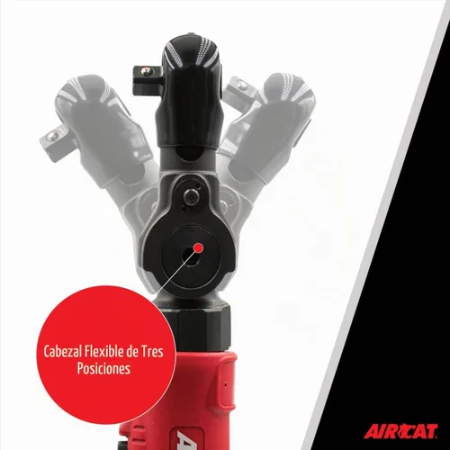 Vista 4 de AIRCAT 811 Llave de trinquete de cabeza flexible de 1/4", par máximo de 35 ft-lb, 240 RPM