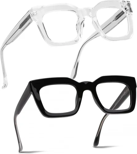 Vista 6 de AQWANO Elegantes anteojos de lectura cuadrados de gran tamaño para hombres y mujeres, diseño de moda, lectores de marco grande, lentes
