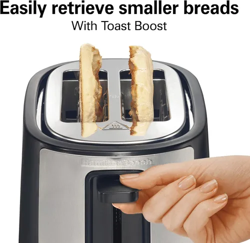 Vista 6 de Hamilton Beach Tostadora de ranura extra ancha para 2 rebanadas con ajustes para bagel y descongelación, selector de tostado con 7 niveles