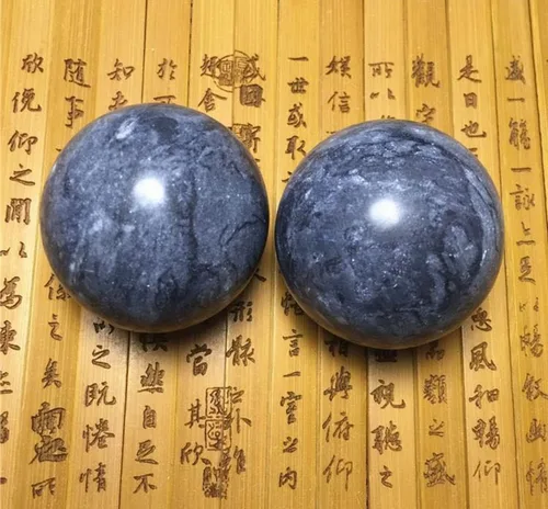 Vista 6 de Pelota Baoding gris oscuro, bola de masaje china para deportes de salud, utilizada para descompresión de la mano bola de ejercicio