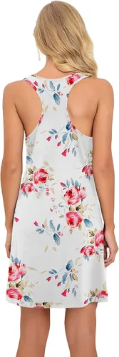 Vista 2 de PrinStory Camisones sin mangas para mujer, camisón de algodón con espalda cruzada para mujer