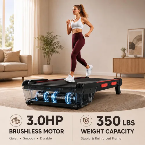 Vista 3 de Cinta de caminar con inclinación automática del 15%, caminadora para debajo del escritorio para oficina en casa, motor sin escobillas de 3.0 HP