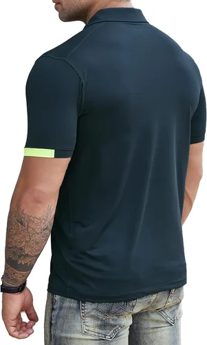 Vista 5 de ZARWING Camisa polo de golf de ajuste seco para hombre, cuello ajustado, manga corta