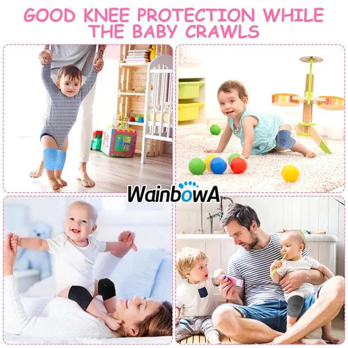 Vista 4 de WainbowA - Rodilleras antideslizantes para bebés y niños, para proteger a bebés y niños, rodillas, codos y piernas, unisex, para bebés y niños