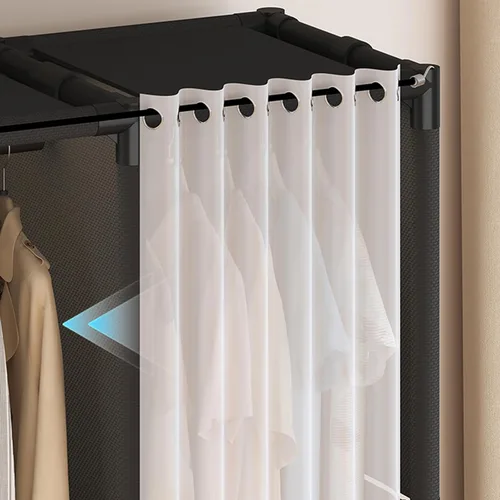Vista 8 de Armario portátil para colgar ropa, armario de estilo japonés, perchero con 1 varillas para colgar, 2 estantes de almacenamiento, 27.5 pulgadas