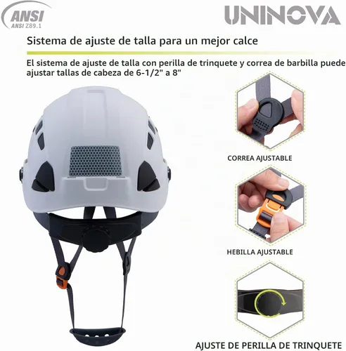 Vista 4 de Cascos de Construcción UNINOVA Casco de seguridad OSHA con suspensión ajustable de 6 puntos