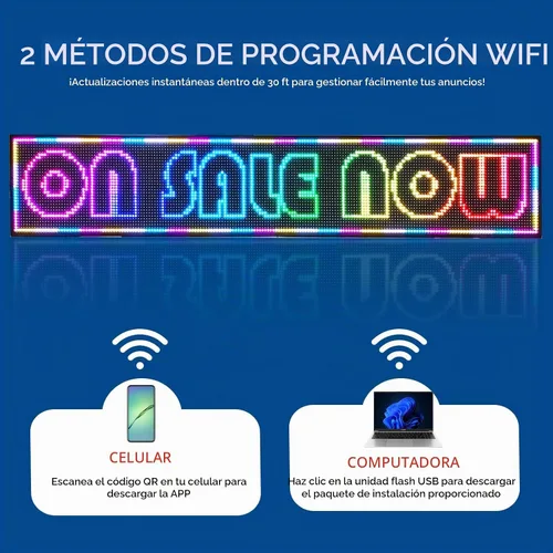 Vista 4 de Letrero LED Programable HS, Letreros de Neón Abiertos con Desplazamiento Digital para Exteriores, Pantalla de Visualización de Mensajes