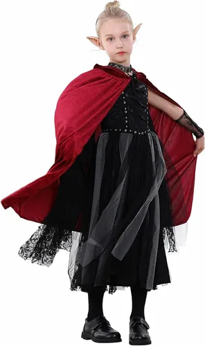 Vista 9 de CHOIEO Capa de terciopelo con capucha para Halloween, Navidad, para mago de bruja diablo, disfraz unisex para cosplay