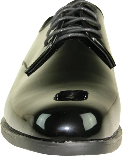 Vista 2 de VANGELO Zapato de vestir para hombre con lengüeta y esmoquin Oxford formal para baile de graduación, boda, uniforme ancho medio y ancho, negro
