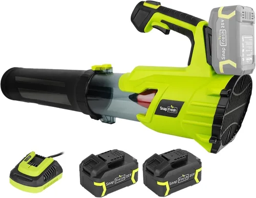 Vista 10 de SnapFresh Soplador de hojas sin escobillas de 20V inalámbrico - 550 CFM/193 KM/H Sopladores de hojas alimentados por batería de 4.0Ah con cargador