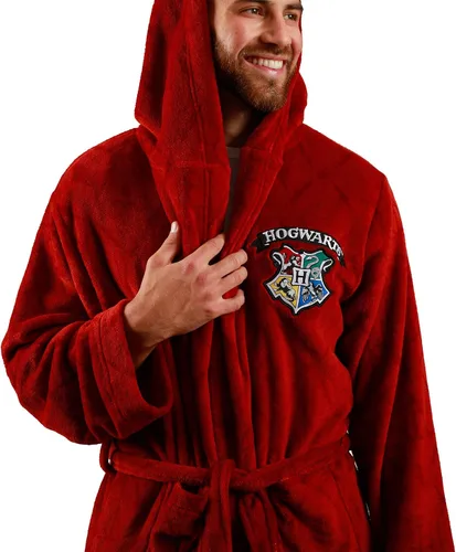 Vista 7 de Bata de Hogwarts de Harry Potter con capucha para hombre, comodidad y estilo mágicos