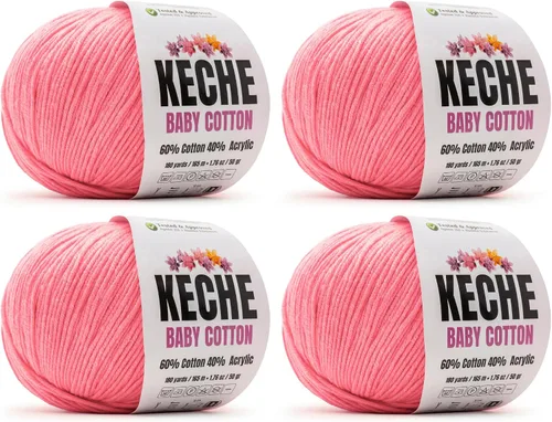 Vista 99 de Keche Hilo de Algodón, 60% Algodón 40% Hilo Acrílico, Hilo de Algodón Suave para Crochet y Tejer, Hilo Amigurumi 1 Madeja/Bola 1.76 Oz (50g) / 180