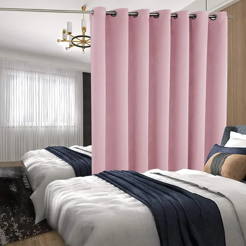 Vista 3 de BGment Cortina Oscurecedora para Puerta Corredera, Cortina Divisoria Opaca Ancha para Sala de Estar de 84 Pulgadas de Largo, Cortina Térmica de Rosa