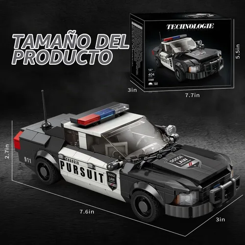 Vista 4 de Kit de bloques de construcción de juguete de coche de policía, compatible con autos Lego, juego de construcción de autos Speed Champions, regalo
