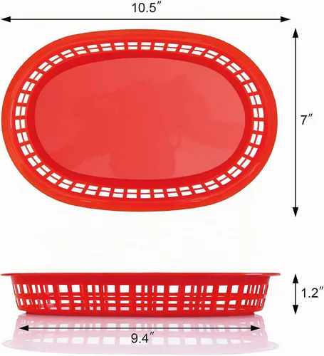 Vista 4 de New Star Foodservice 44065 - Cestas de comida rápida, 10.5 x 7 pulgadas, juego de 12, color rojo