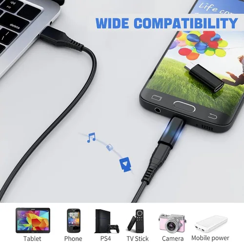 Vista 6 de Adaptador USB C, paquete de 4, 2 conectores C hembra a micro USB, 2 adaptadores USB C a mini USB macho de 5 pines, compatible con carga