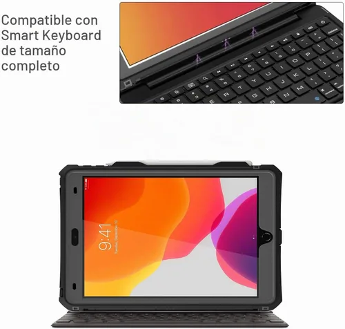 Vista 6 de ShellBox Case Funda impermeable para iPad 10.2 de 9ª/8ª/7ª generación, resistente a prueba de golpes, protector de pantalla integrado con correa