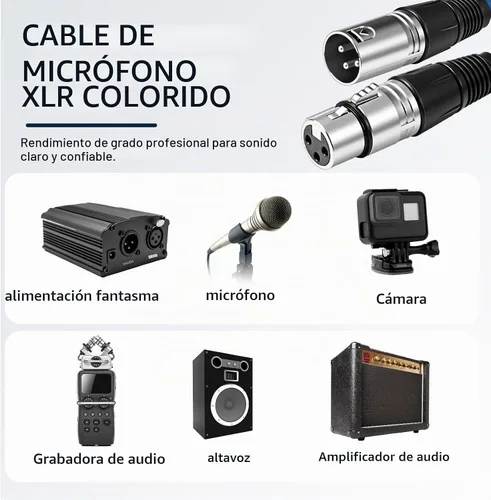 Vista 7 de Copkim Paquete de 10 cables XLR de 6 pies de 3 pines macho a hembra