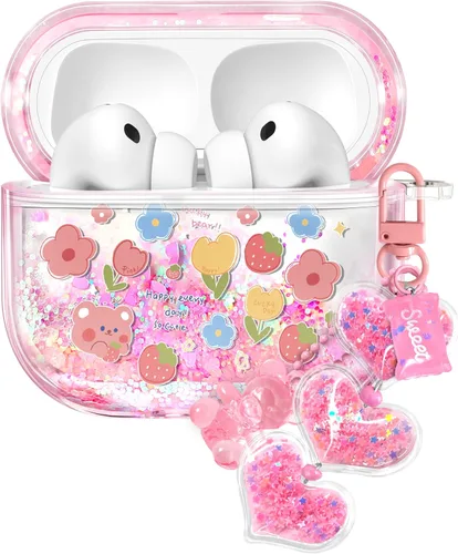 Vista 43 de para Airpods de 2ª/1ª Generación - Estuche Quicksand Liquid Kawaii Lindo Mujer Niña Mujeres Chispeante Brillante Bling Resplandor Adorable Elegante