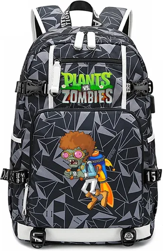 Vista 25 de ISaikoy Game Plants vs. Zombies - Mochila de hombro para libros, mochila escolar, color gris, Gris 15, Mochilas Daypack