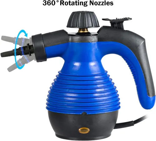 Vista 5 de Goplus Limpiador de vapor presurizado de mano con accesorios de 9 piezas, vaporizador multiusos con bloqueo de seguridad para cortina de alfombra