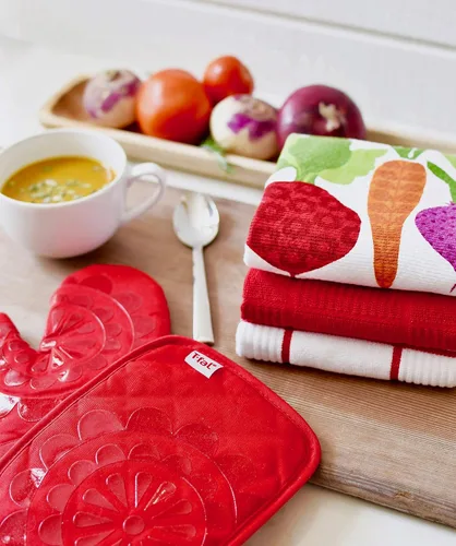 Vista 3 de T-fal Textiles Toalla de cocina de algodón tejido con estampado de doble cara, 16 x 26 pulgadas, estampado de verduras