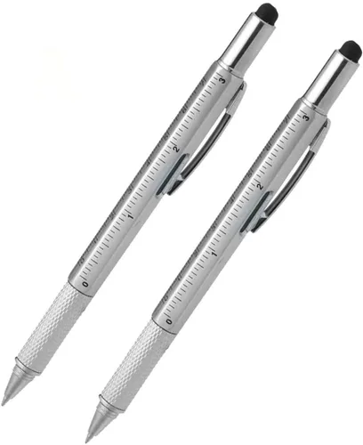 Vista 8 de Lápiz capacitivo, 7 en 1 multiherramienta para pantalla táctil, bolígrafo, regla, nivel, destornillador Phillips y cabeza plana (paquete de 3 negro)