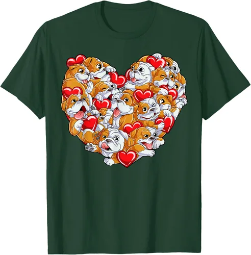 Vista 47 de Camiseta inglesa para el día de San Valentín con diseño de corazón y perro amante de los niños Negro