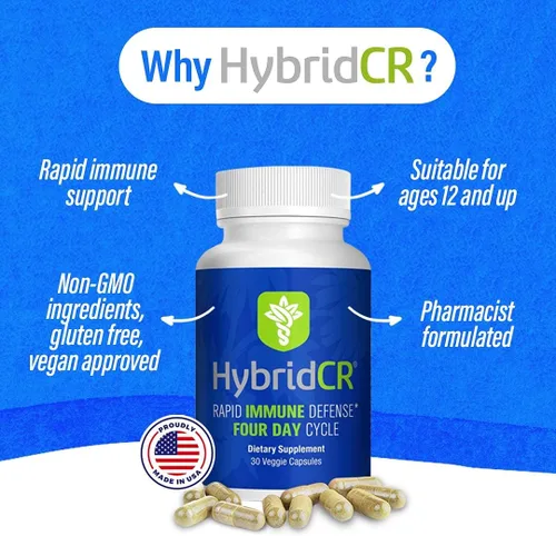 Vista 2 de HybridCR - Suplemento de inmunidad rápida Zinc, equinácea, andrographis, ginseng, selenio, sin gluten y sin OMG Suplemento de apoyo inmunológico
