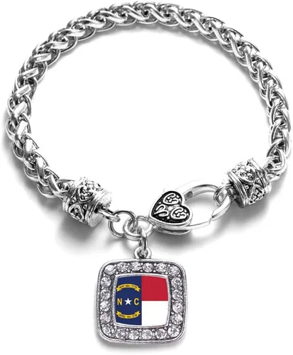 Vista 169 de Pulsera de dijes cuadrados de plata con joyería de circonita cúbica