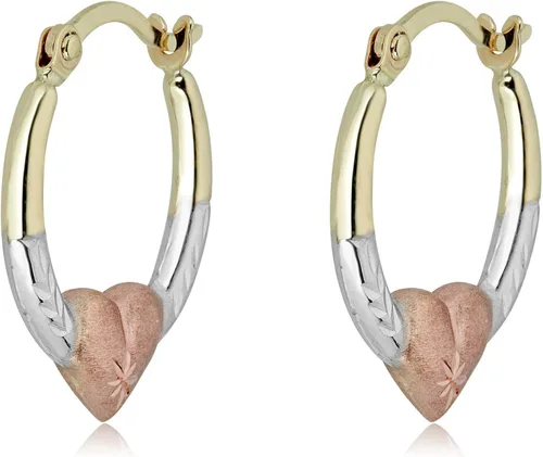 Vista 2 de AVORA - Arracadas de oro con forma de corazón criollo oro amarillo de 14K10K o 3 tonos o de 10K
