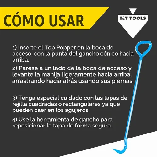 Vista 5 de T&T Tools - Herramienta de gancho de registro superior de 36 pulgadas, mango giratorio, hexagonal de 5/8 pulgadas