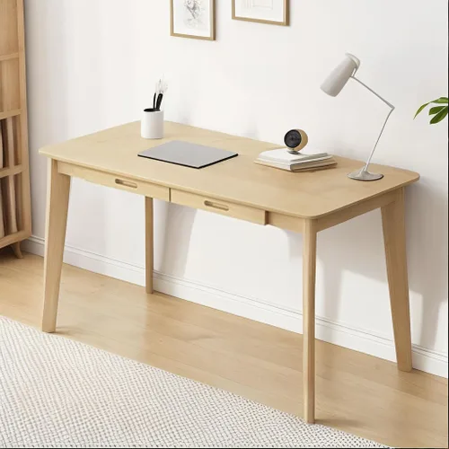 Vista 8 de DELLMAO Escritorio de computadora de escritura, escritorio de oficina, mesa de computadora, escritorio de estudio con 2 cajones para muebles