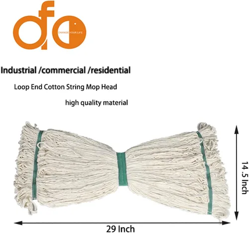 Vista 2 de OFO - Cabezal de trapeador de hilo de algodón con extremo de bucle, repuestos de trapeador de cuerda resistente Repuesto de cabezal de fregona