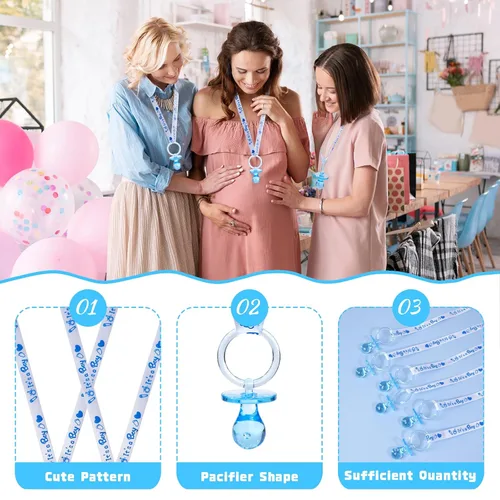 Vista 2 de XINHUIDALSQ Collar de 36 chupetes de baby shower, bonitos collares acrílicos para juegos de baby shower, regalos de fiesta, decoraciones