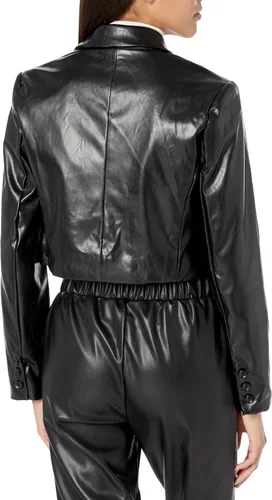 Vista 2 de NIA Blazer corto de cuero vegano para mujer